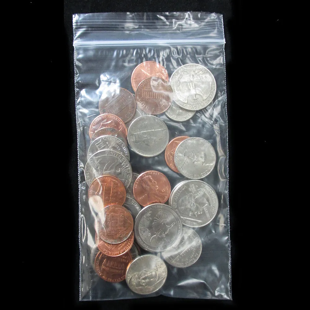 100 W 3"x5" H Baggies Plastic Bags Reclosable 2 Mil Clear Poly