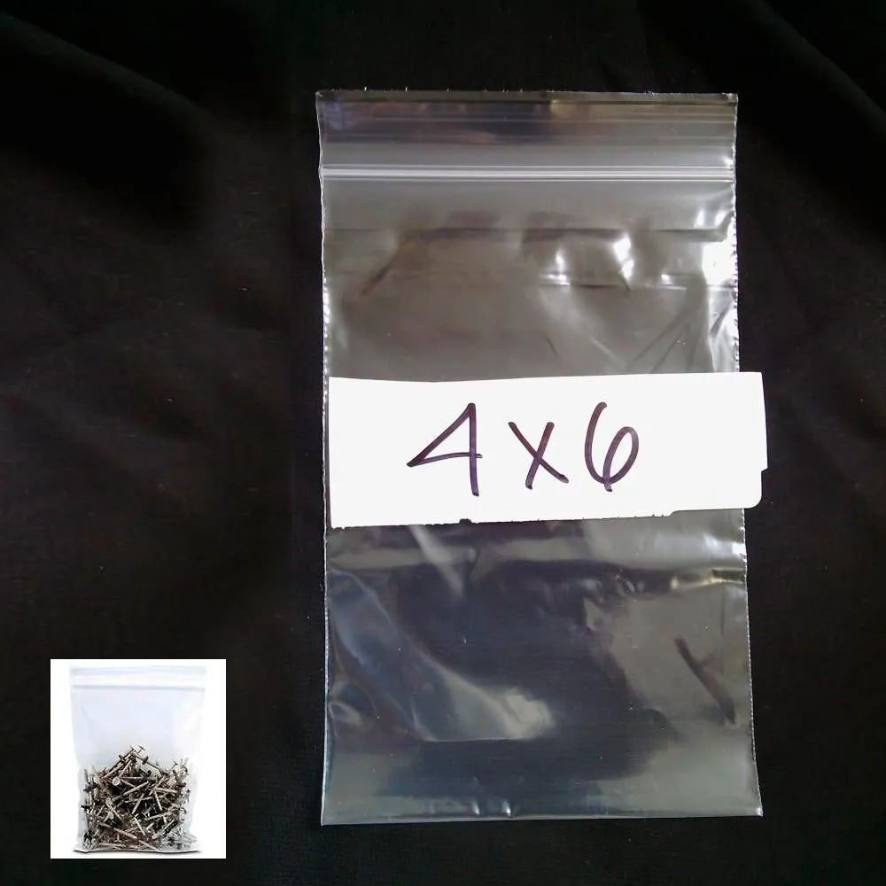 100 W 4"x6" H Bags Reclosable Poly 4Mil Clear Baggies Resealable Storage