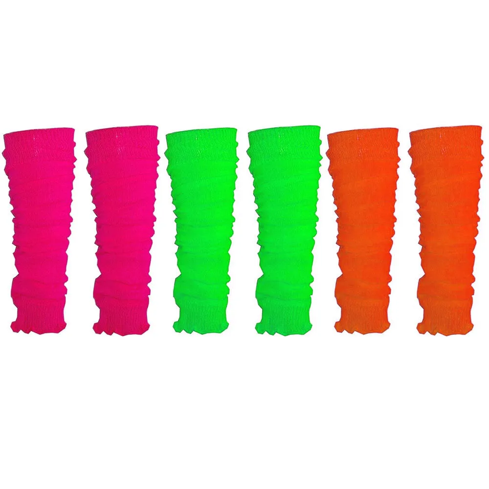 3 Pairs Women's 80s Neon Color Knit Leg Warmers Dance Yoga Long Sock Party Sport