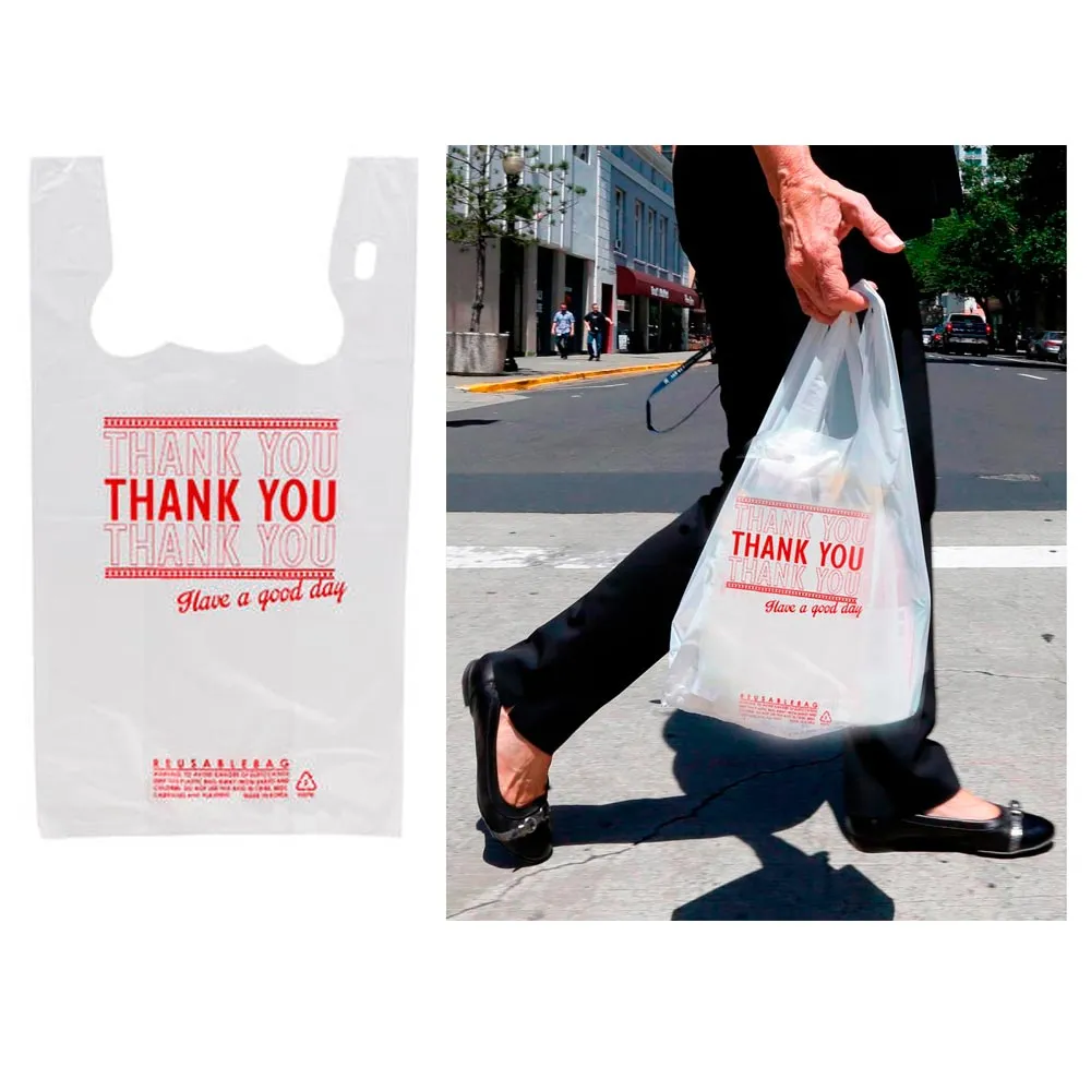 400 Thank You Retail Plastic Bags Recyclable Grocery Bag Supermarket Shopping