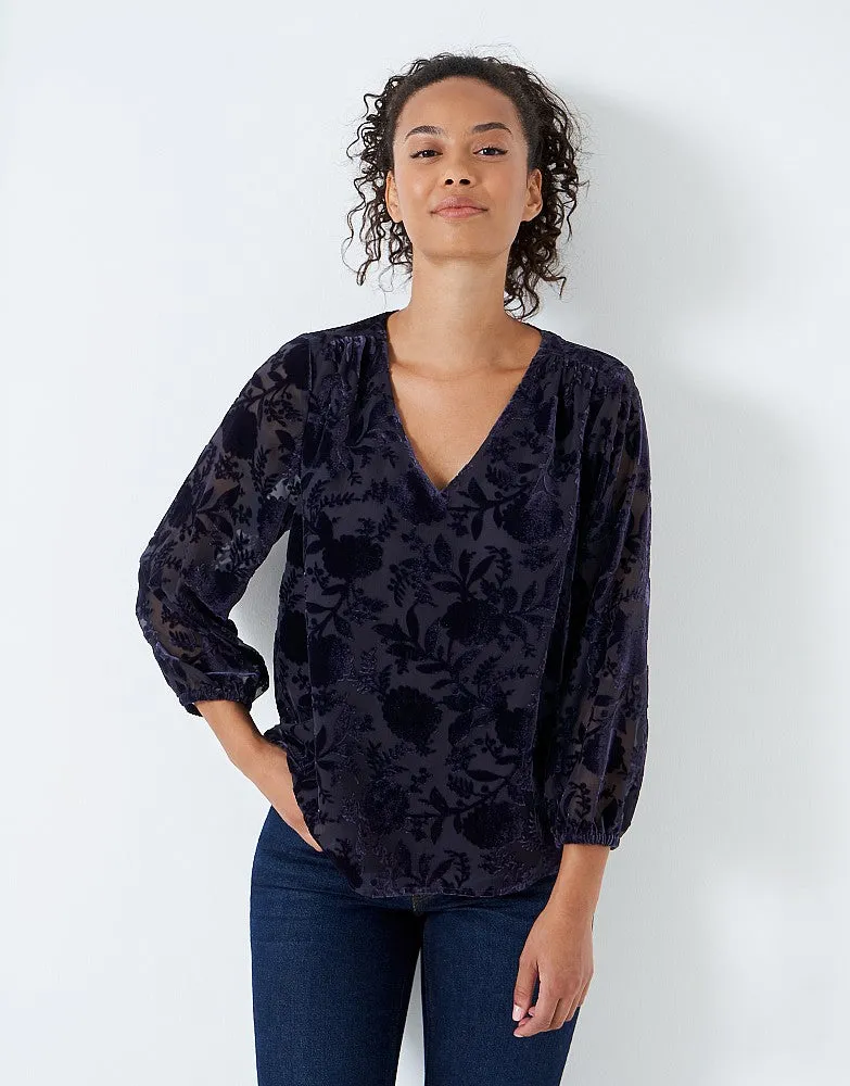 Crew Clothing Dorothy Velvet Devore Top