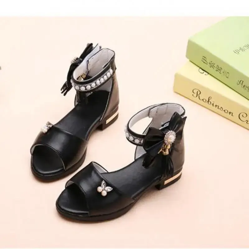 Kids Bow Sandals Children Girls Summer Cute Sandals Beach Sandals 2021 Princess Fashion High Heels Tassel School Shoes