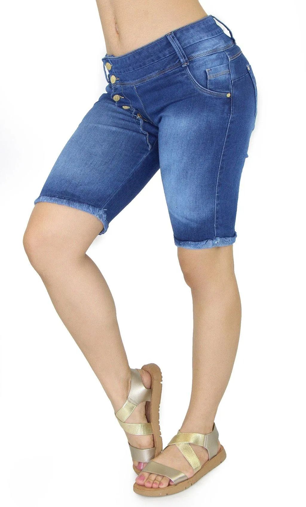 Last One!! 18450 Maripily Womens Bermuda Destroyed Denim