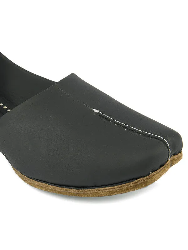 Men's Indian Ethnic Handrafted Black Premium Leather Footwear - Desi Colour