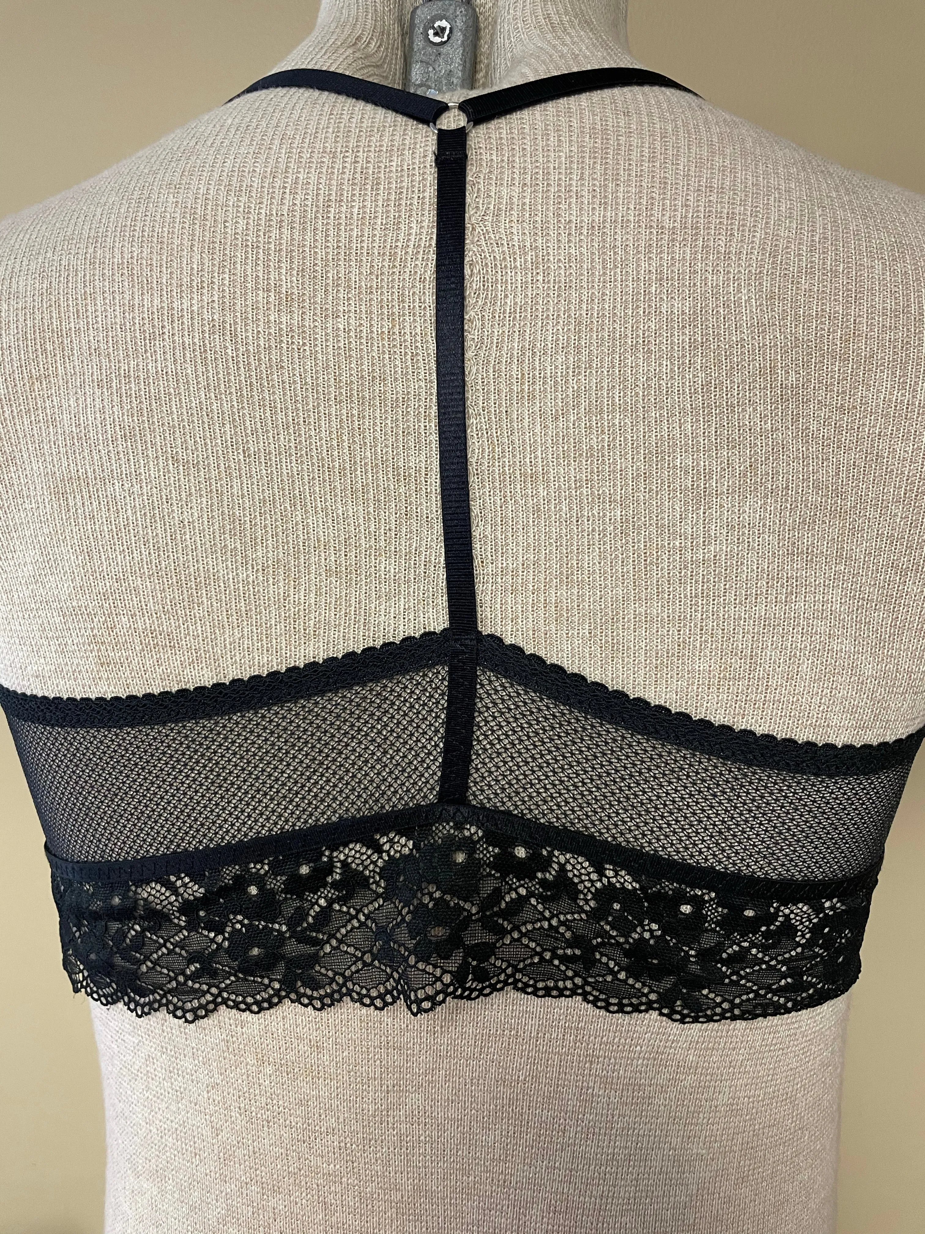 Womens Medium 34/36 Black Lace Razorback Bralette